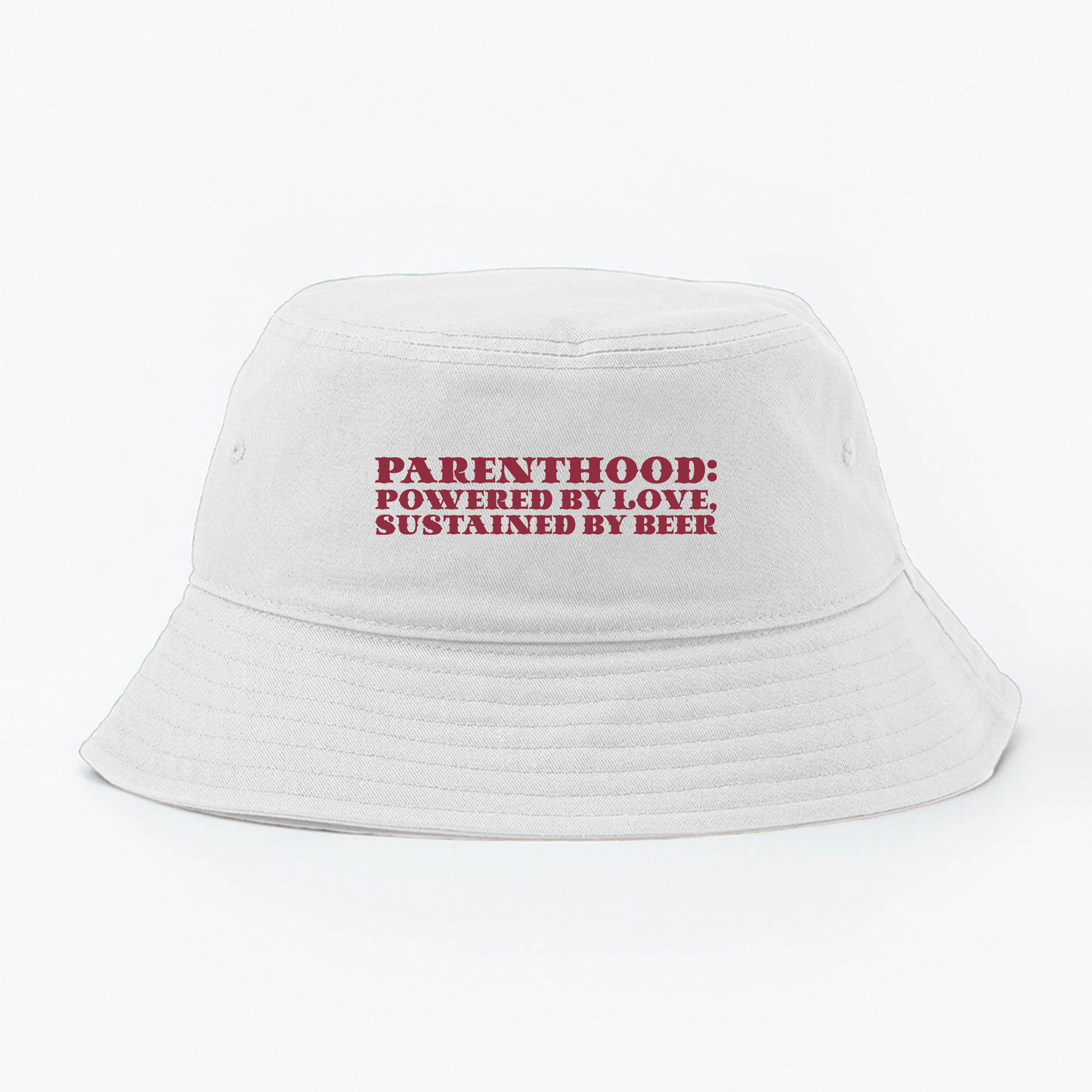 Parenthood: Powered by Love, Sustained by Beer Maroon Bucket Hat