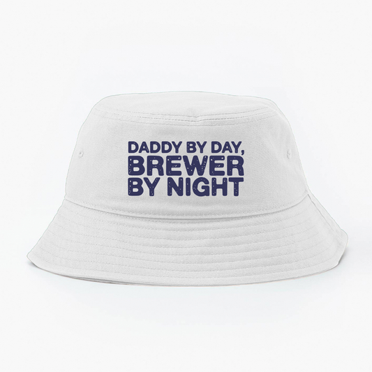 Daddy by Day, Brewer by Night Dark Blue Bucket Hat