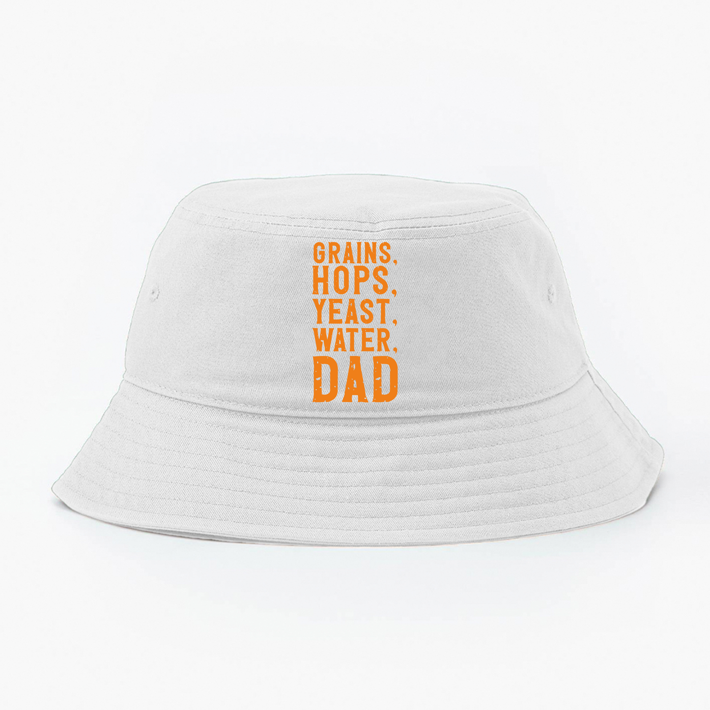 Grains, Hops, Yeast, Water, Dad Orange Bucket Hat