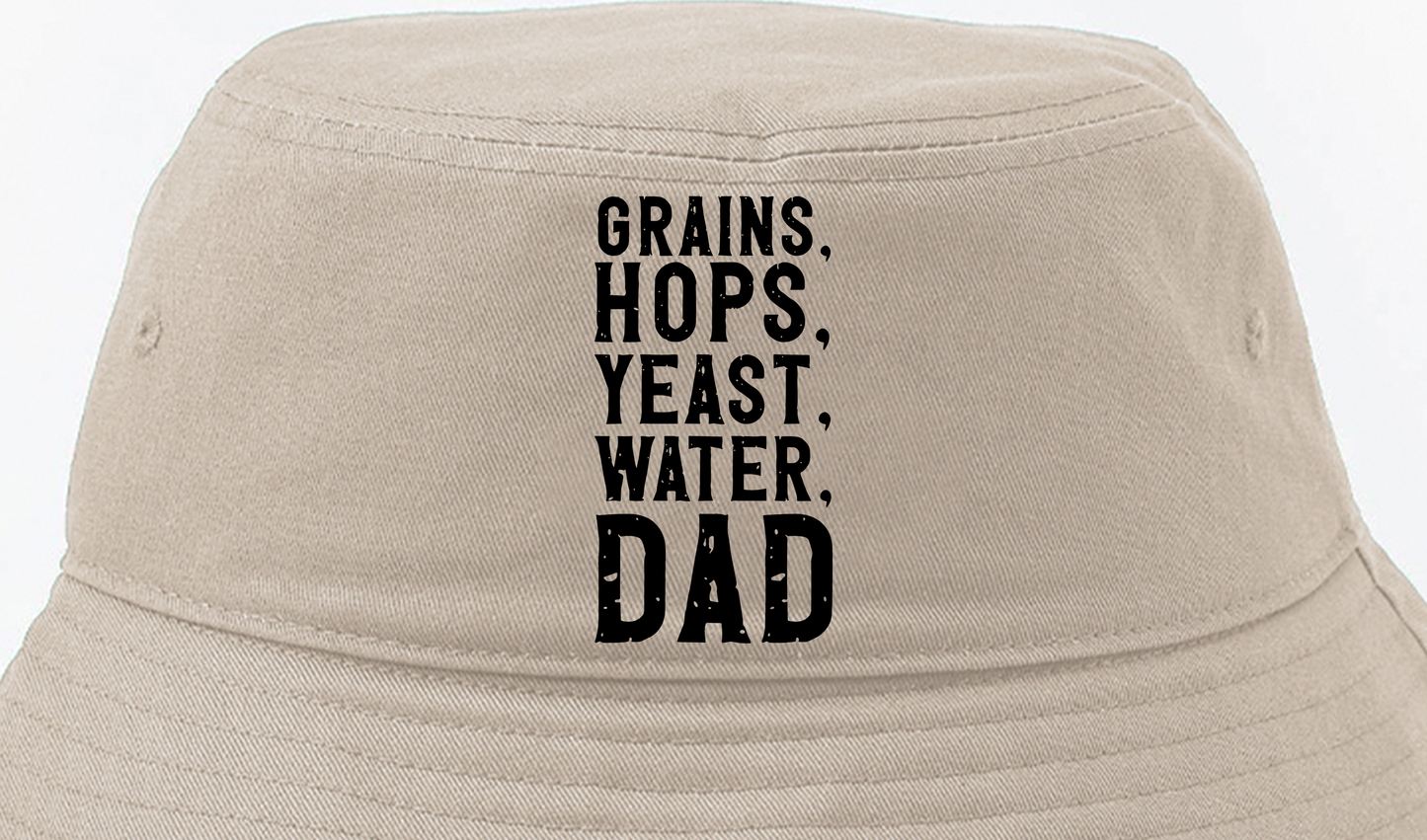 Grains, Hops, Yeast, Water, Dad Black Bucket Hat