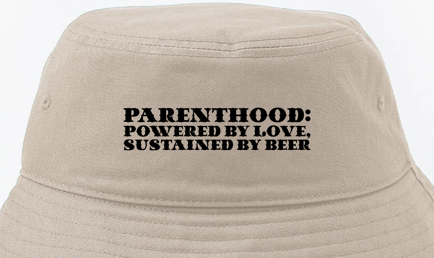 Parenthood: Powered by Love, Sustained by Beer Black Bucket Hat