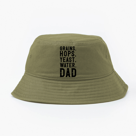 Grains, Hops, Yeast, Water, Dad Black Bucket Hat