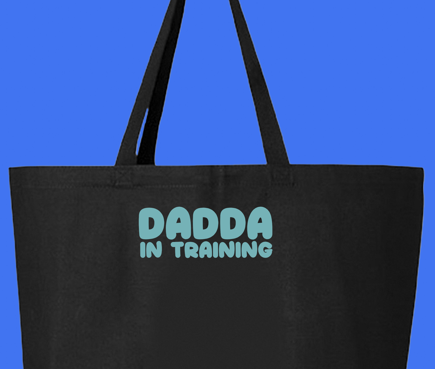 dadda in training light blue tote bag