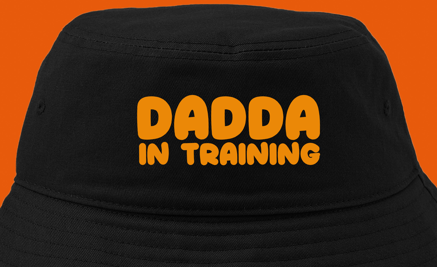 dadda in training yellow bukcet hat