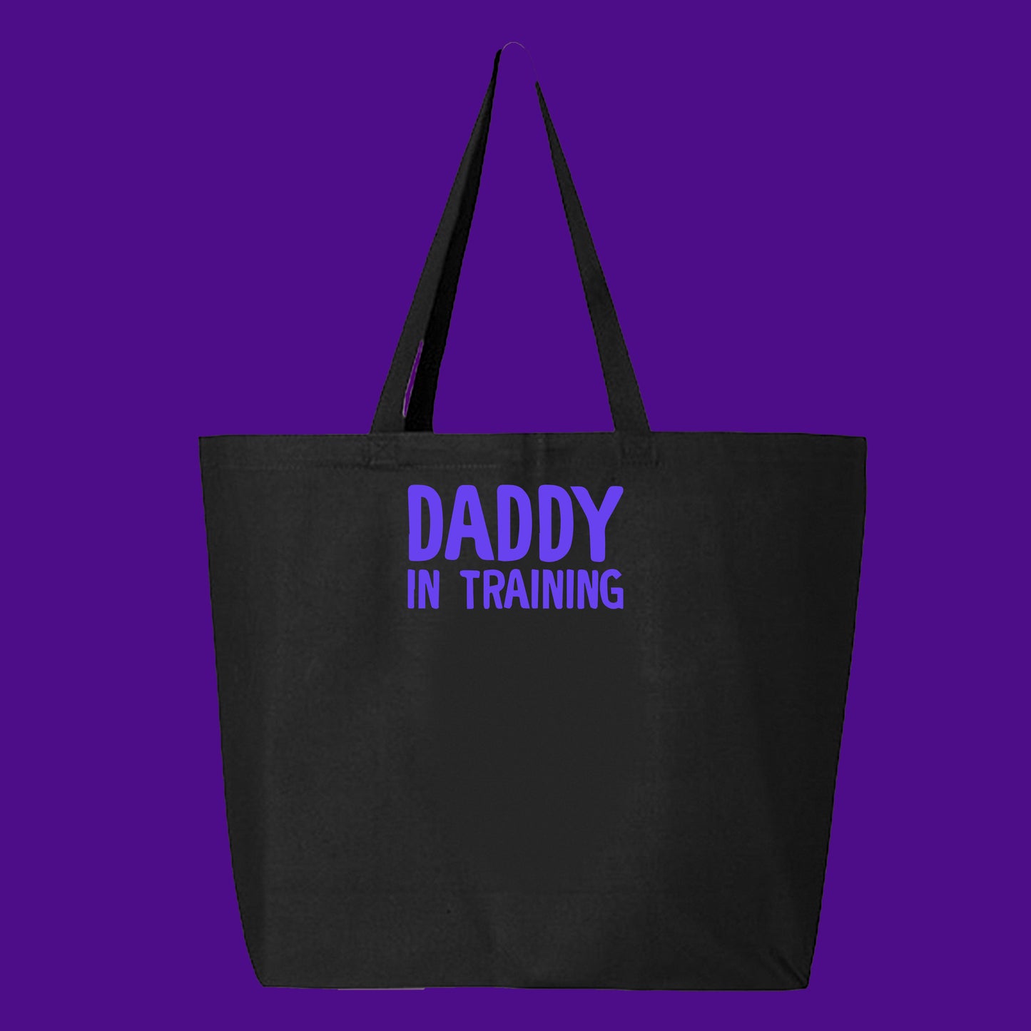daddy in training blue violet tote bag