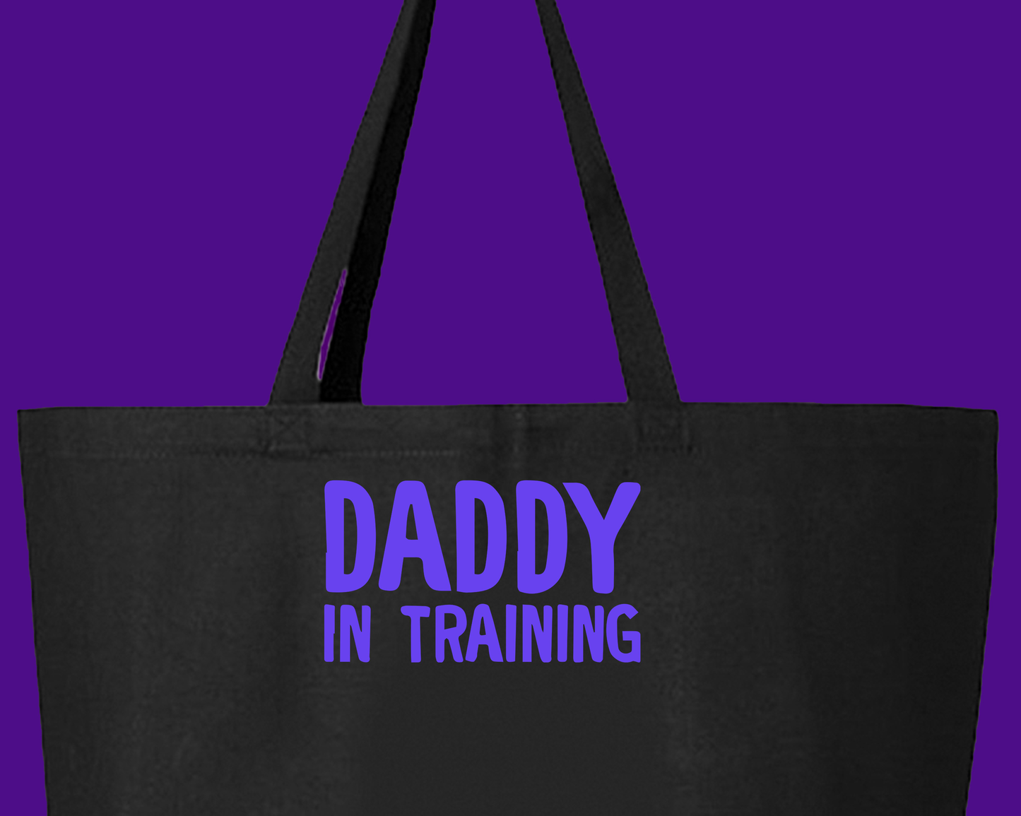 daddy in training blue violet tote bag