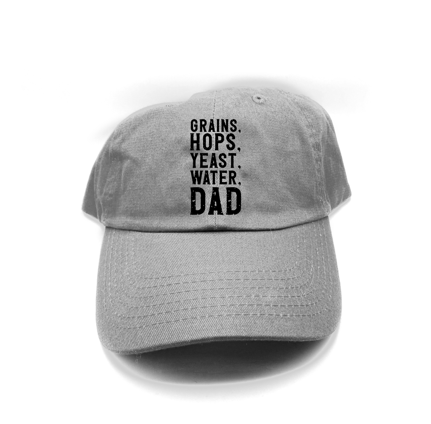 Grains, Hops, Yeast, Water, Dad black Dad Hat