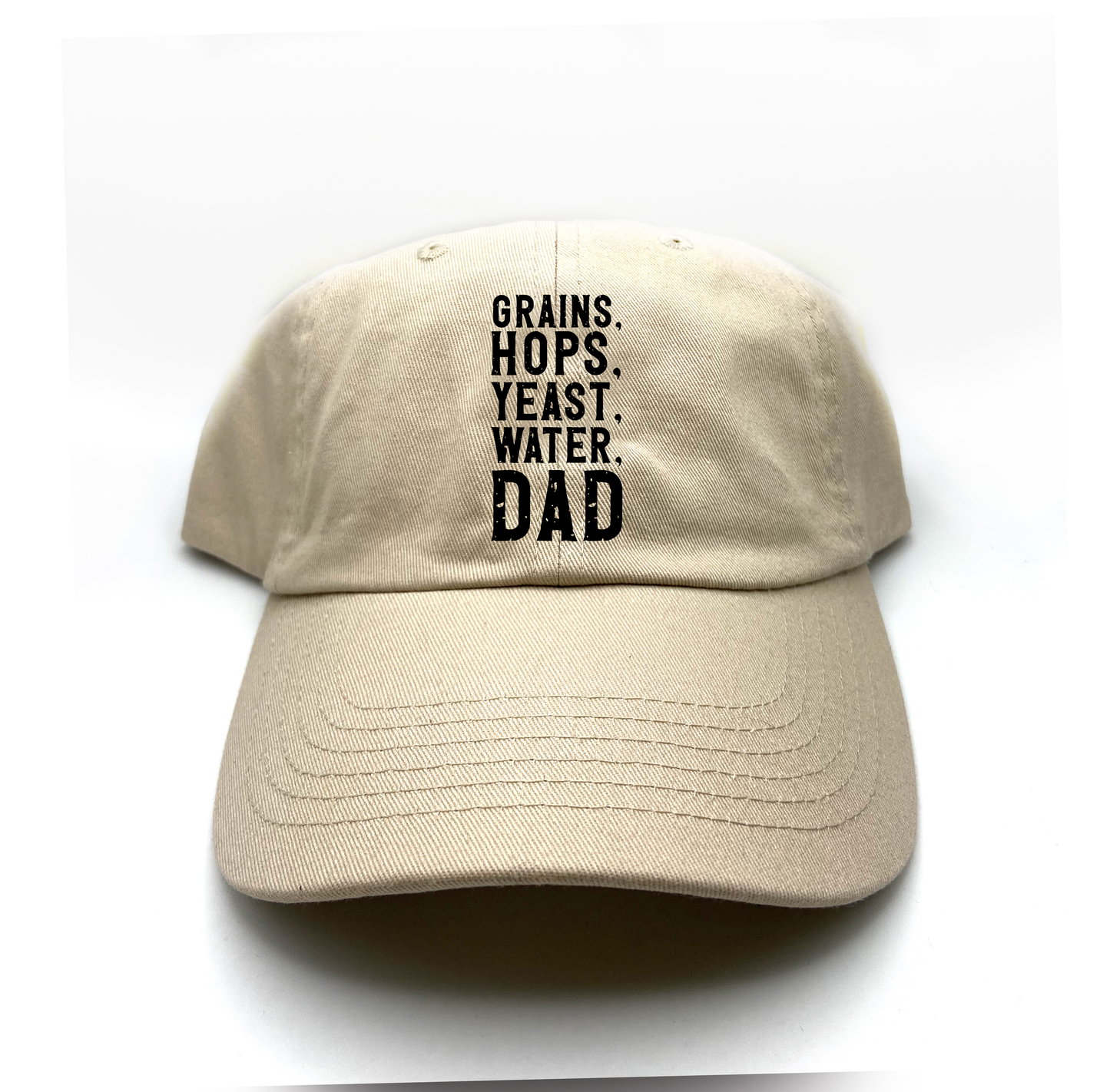 Grains, Hops, Yeast, Water, Dad black Dad Hat
