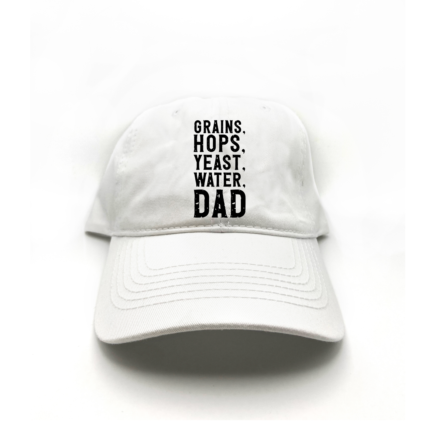 Grains, Hops, Yeast, Water, Dad black Dad Hat