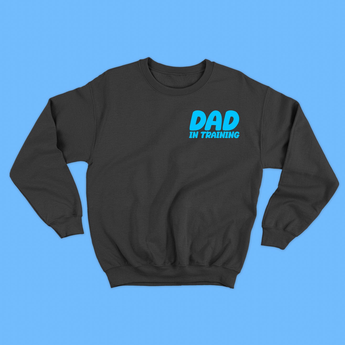 dad in training blue sweatshirt