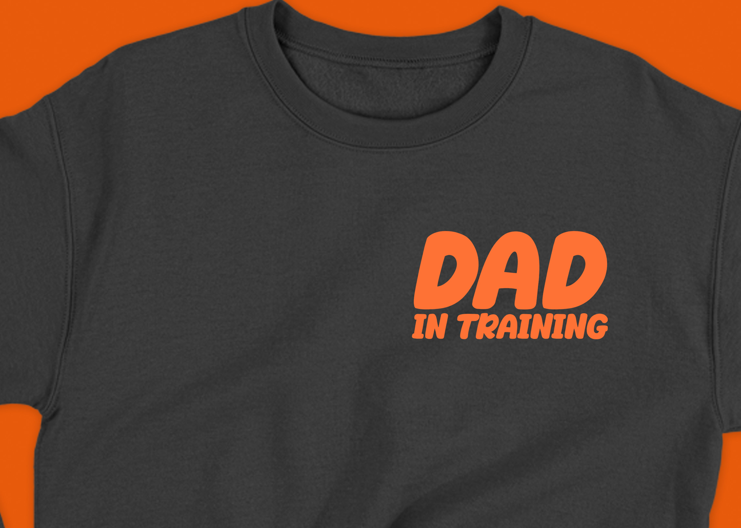 dad in training red orange sweatshirt
