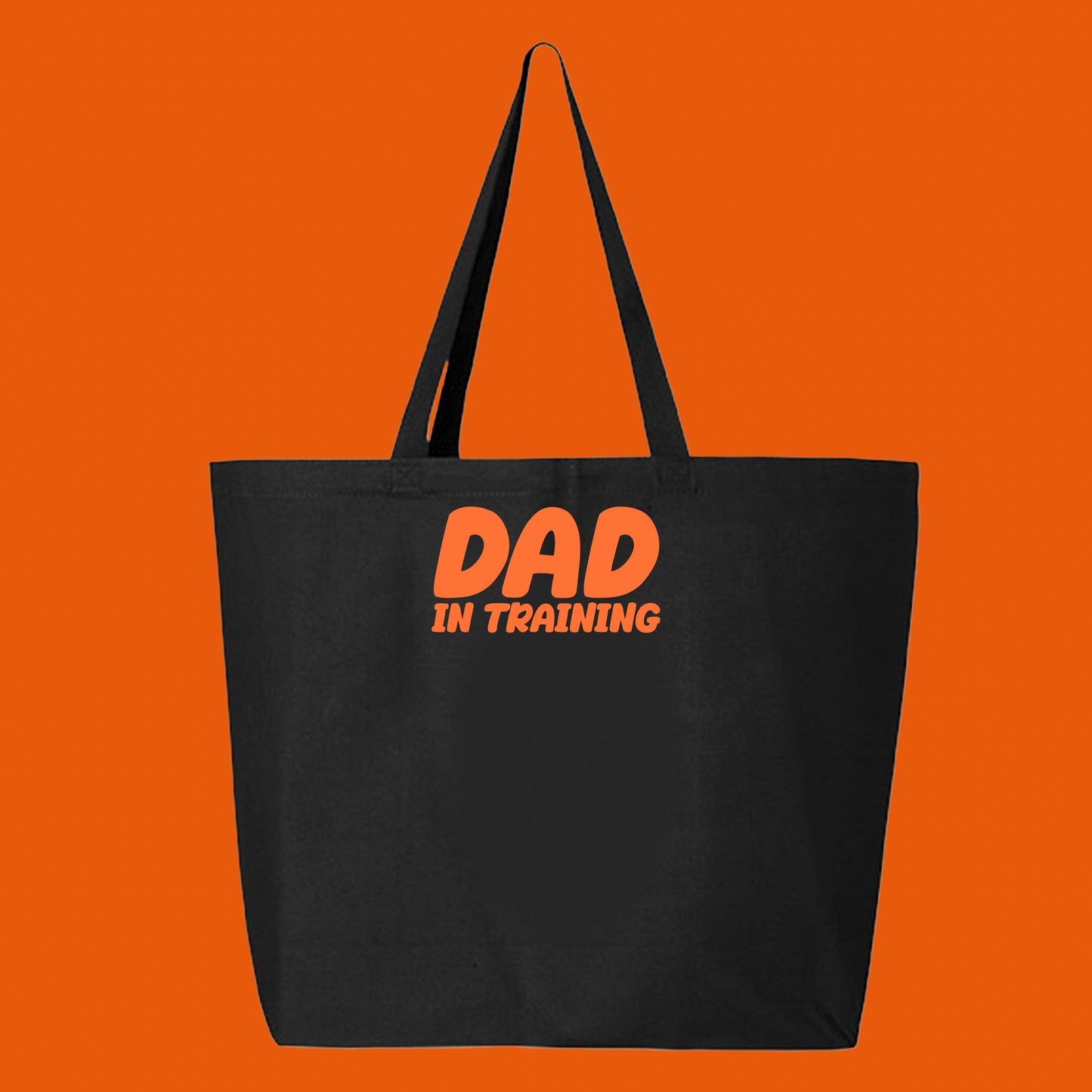dad in training red orange tote bag