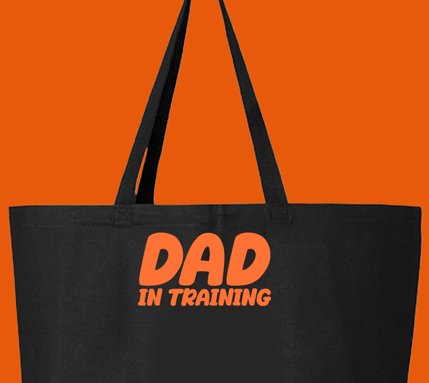 dad in training red orange tote bag