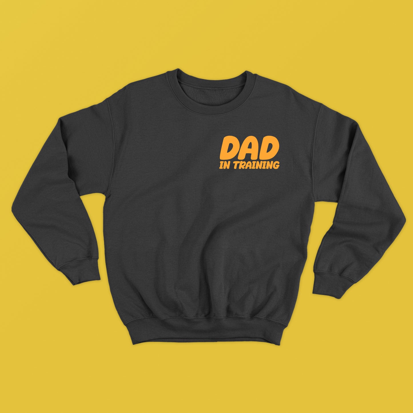 dad in training yellow sweatshirt