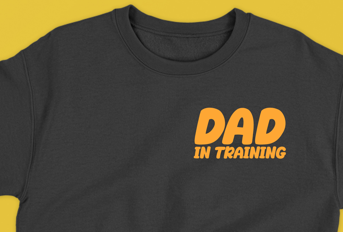 dad in training yellow sweatshirt