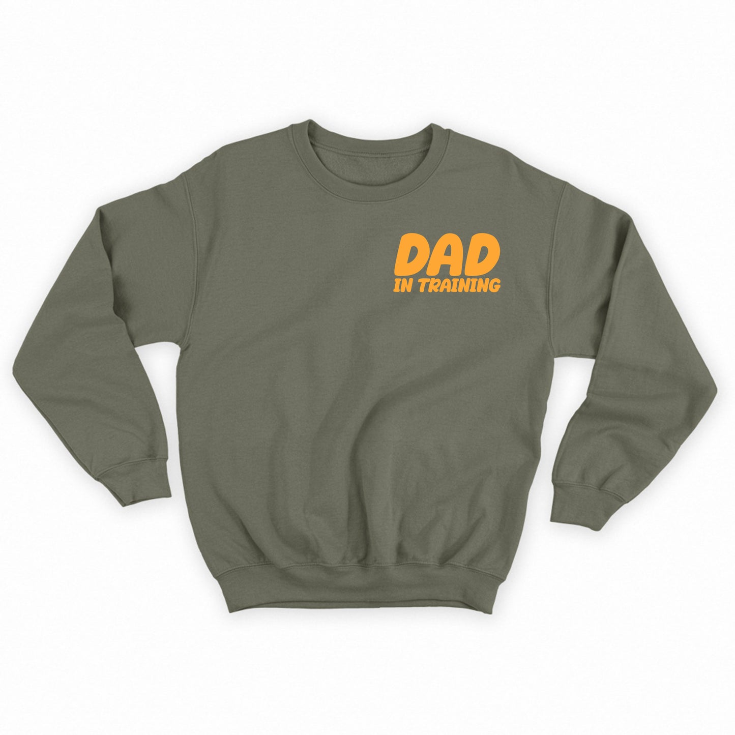 dad in training yellow sweatshirt