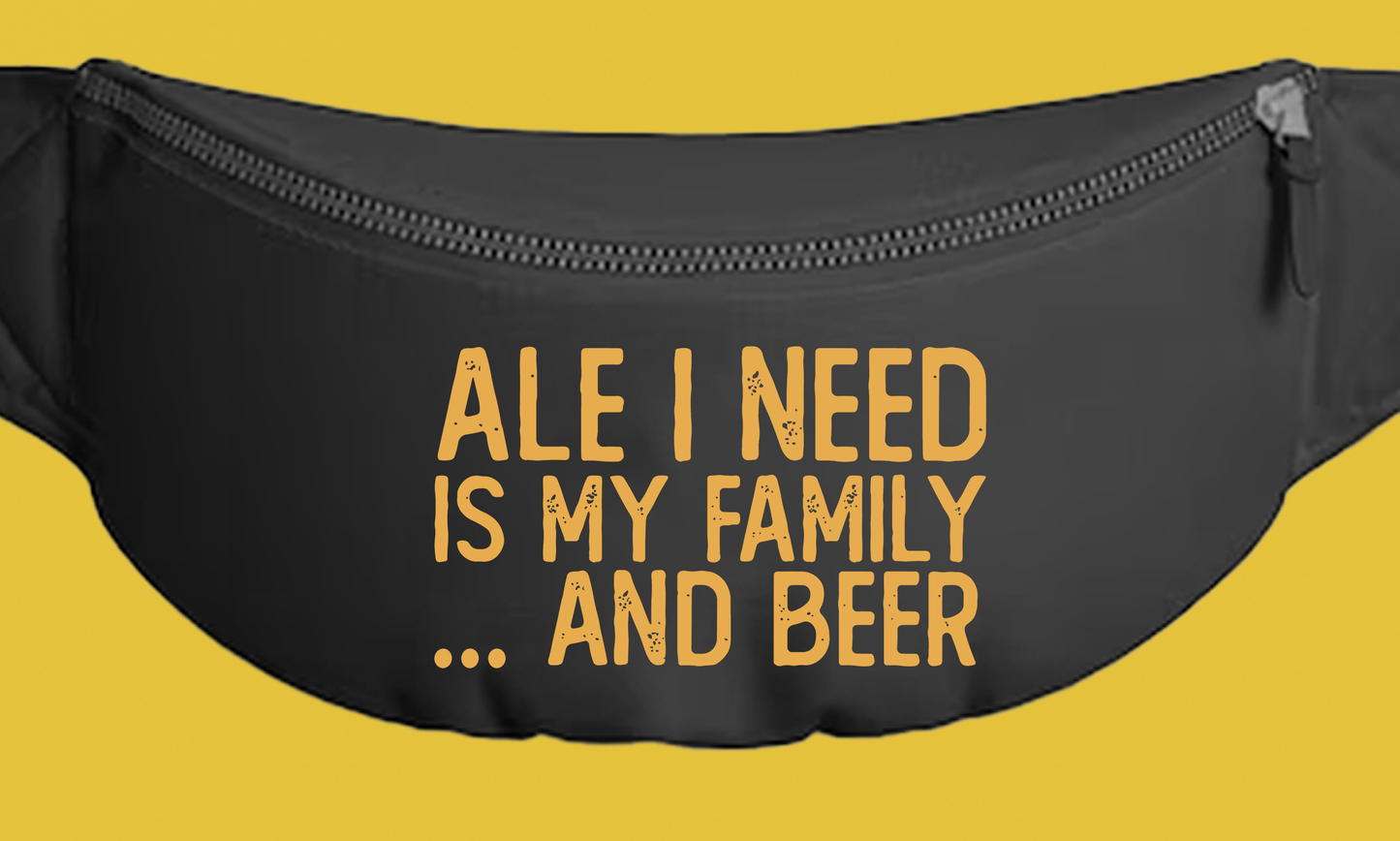 Ale I Need Is My Family... And Beer Yellow Fanny Pack