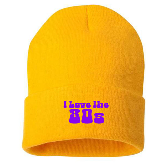 I Love the 80s Purple Beanie Hat