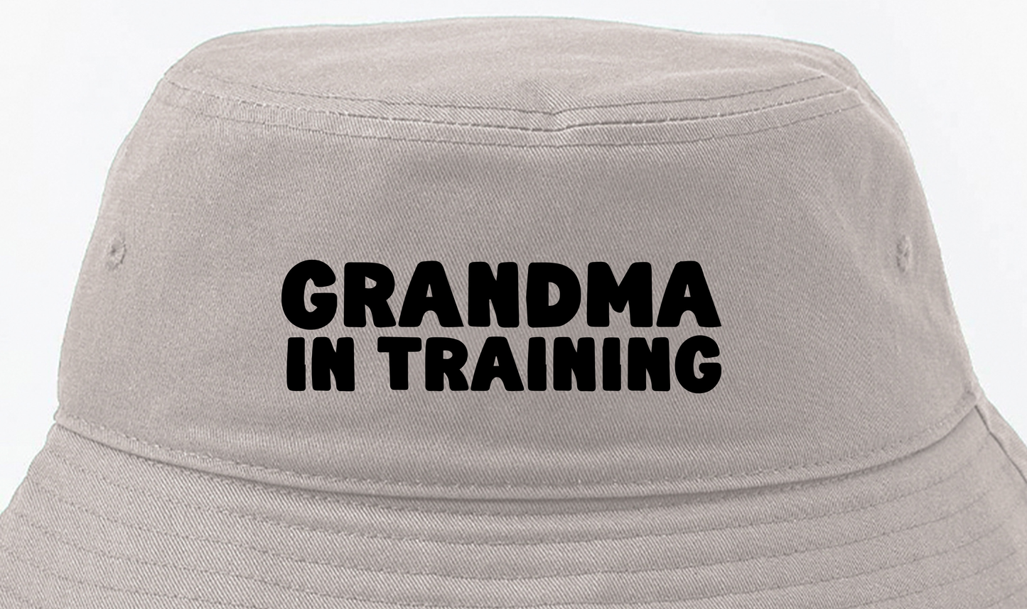 grandma in training black bucket hat