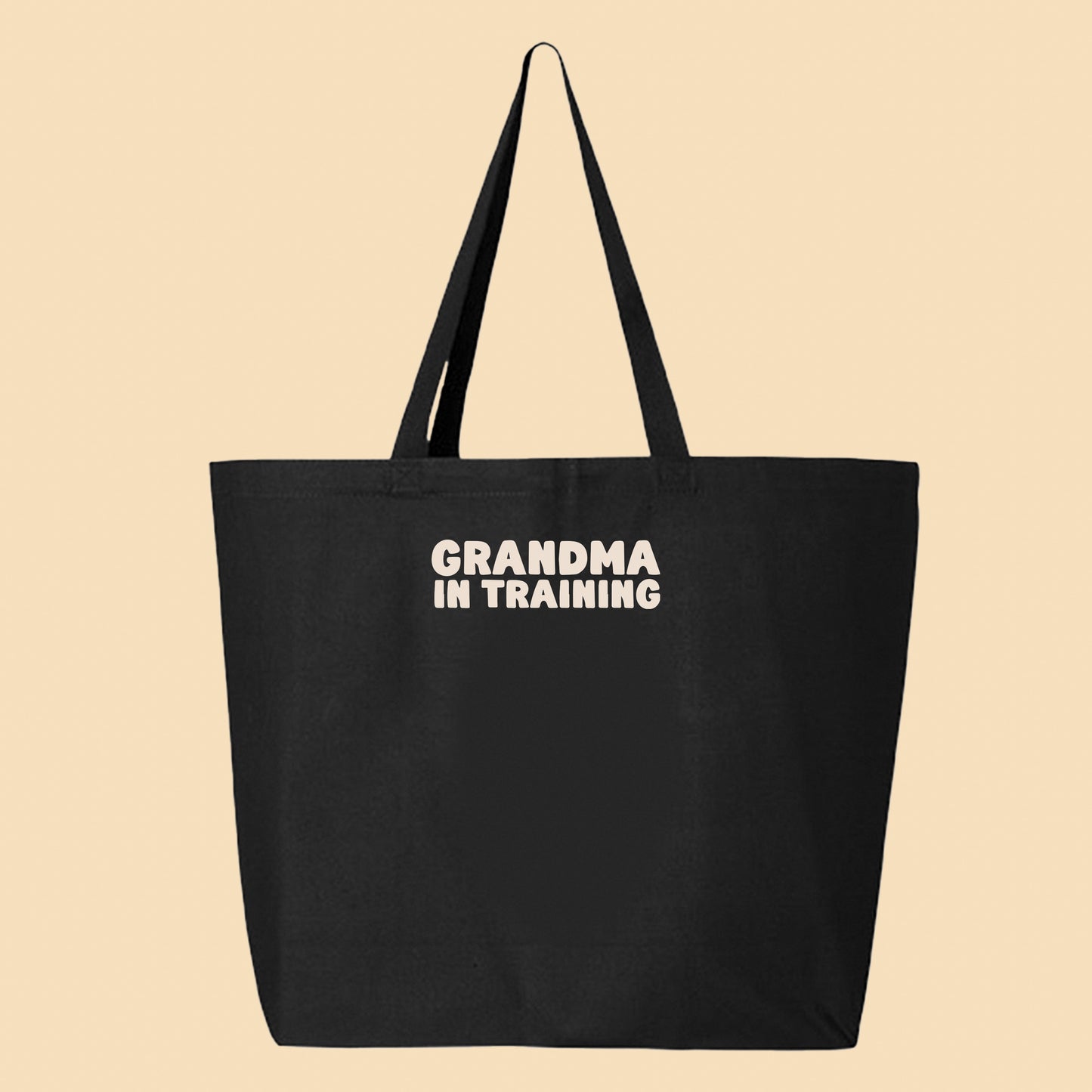 grandma in training cream tote bag