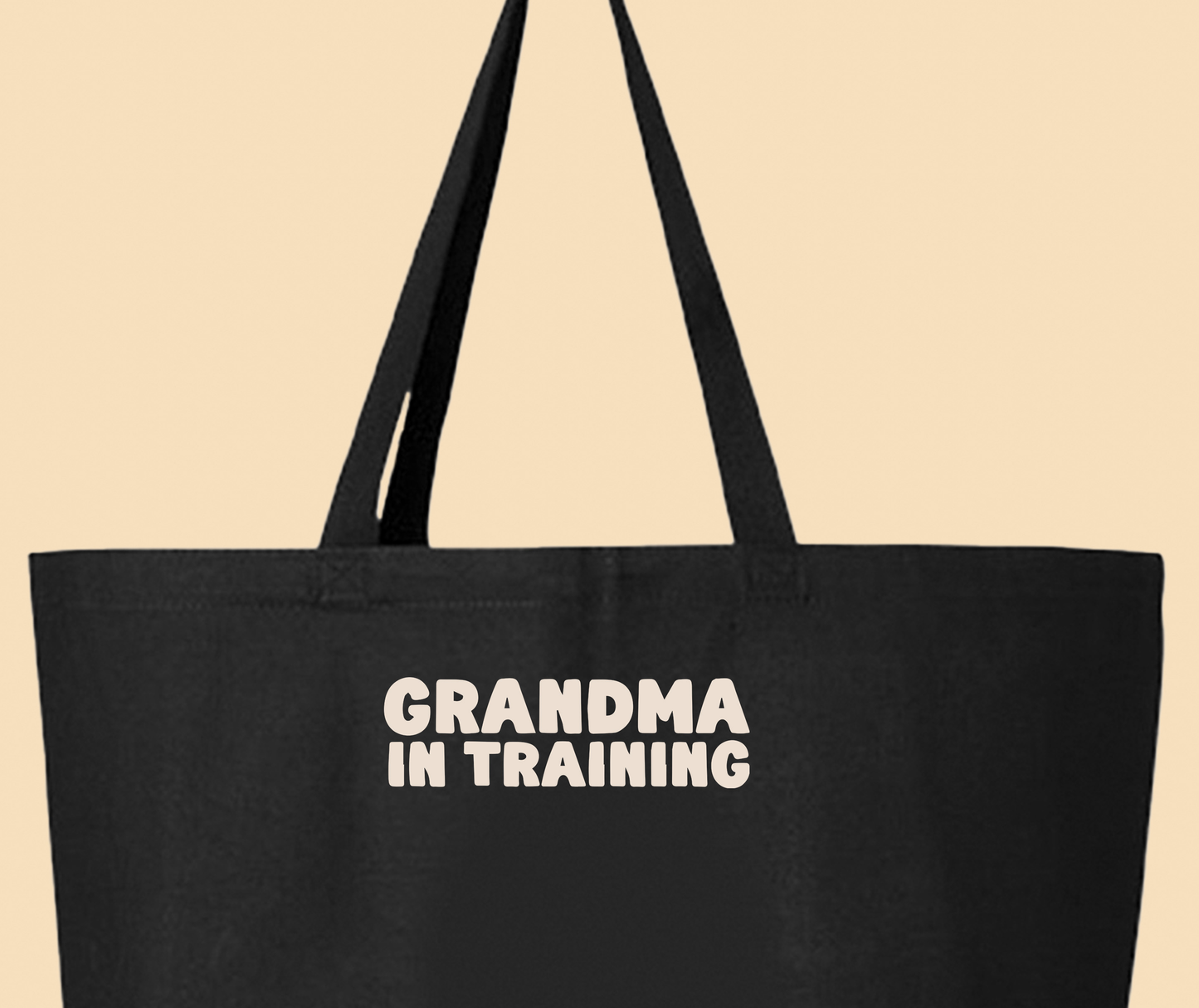 grandma in training cream tote bag