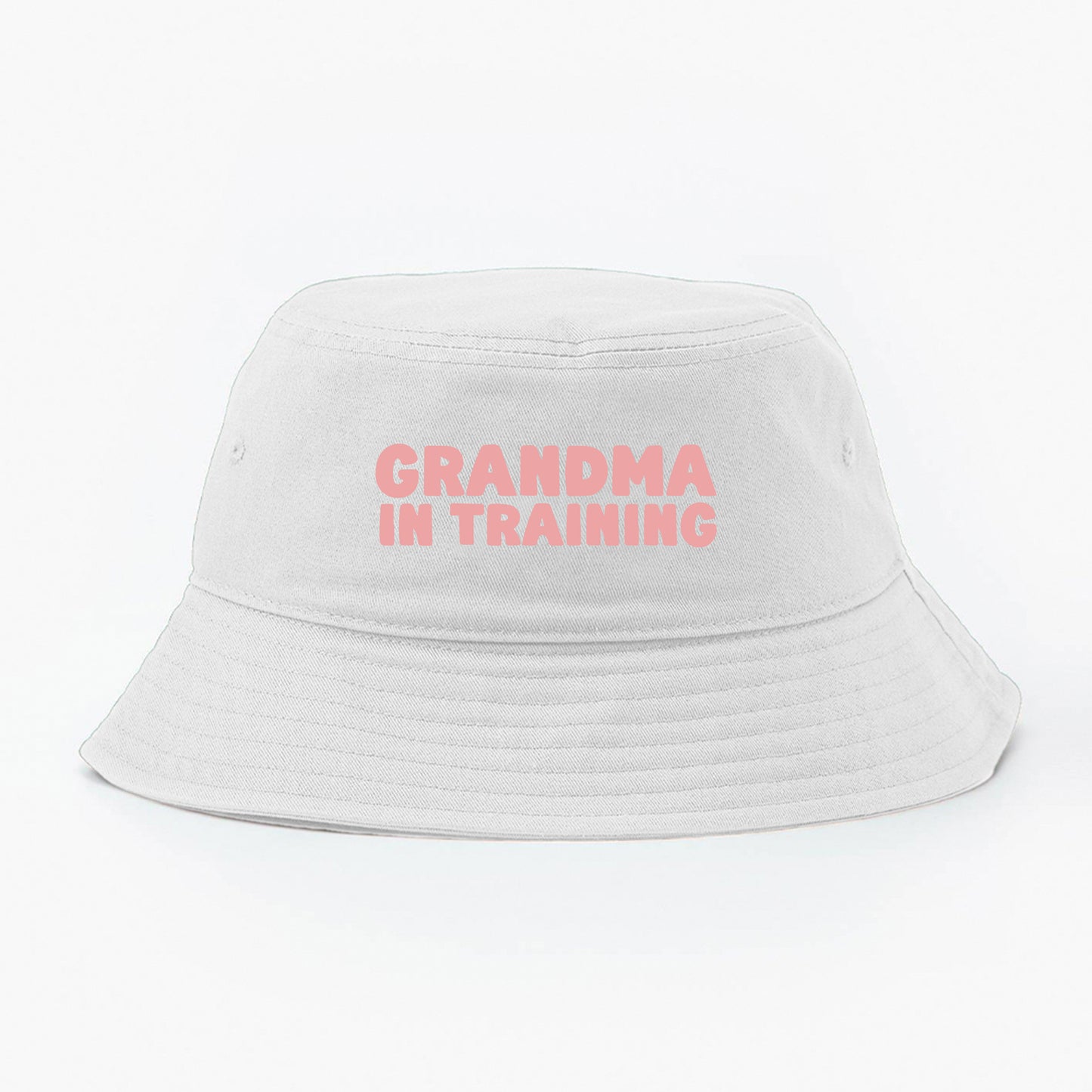 grandma in training pink bucket hat