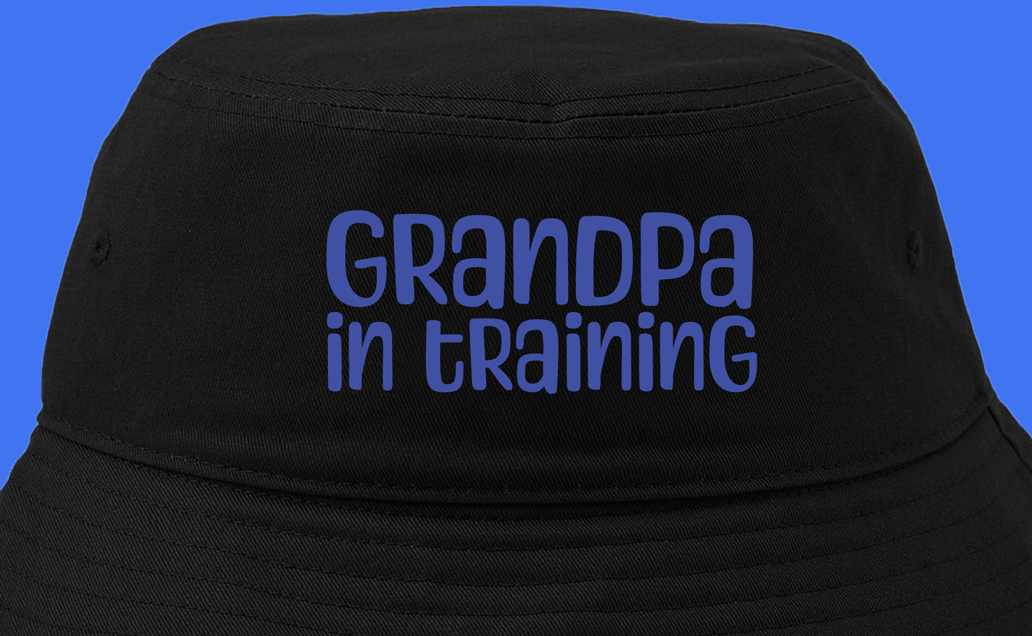 grandpa in training blue bucket hat