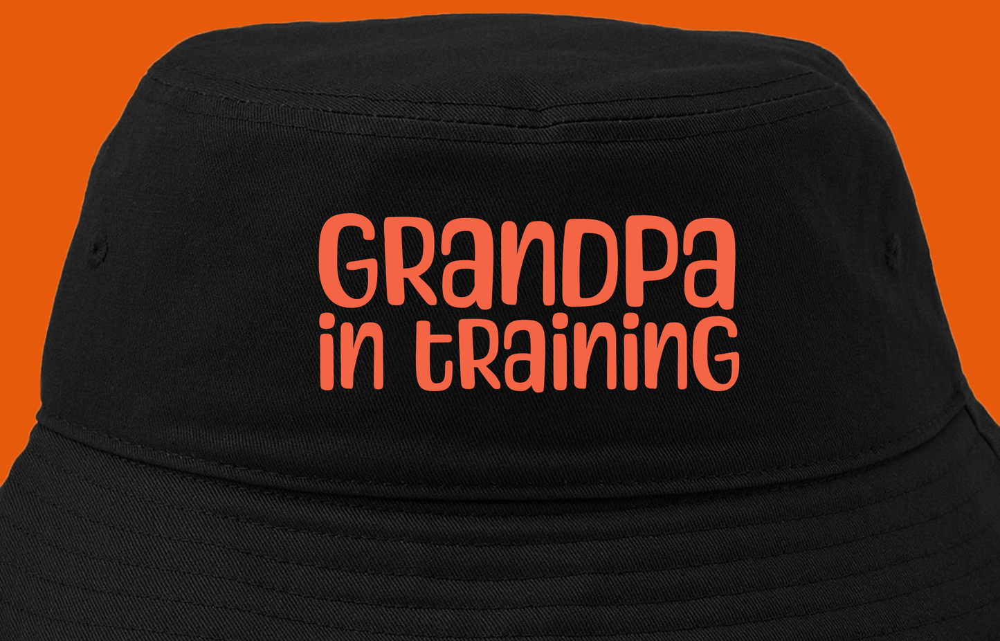 grandpa in training red orange bucket hat