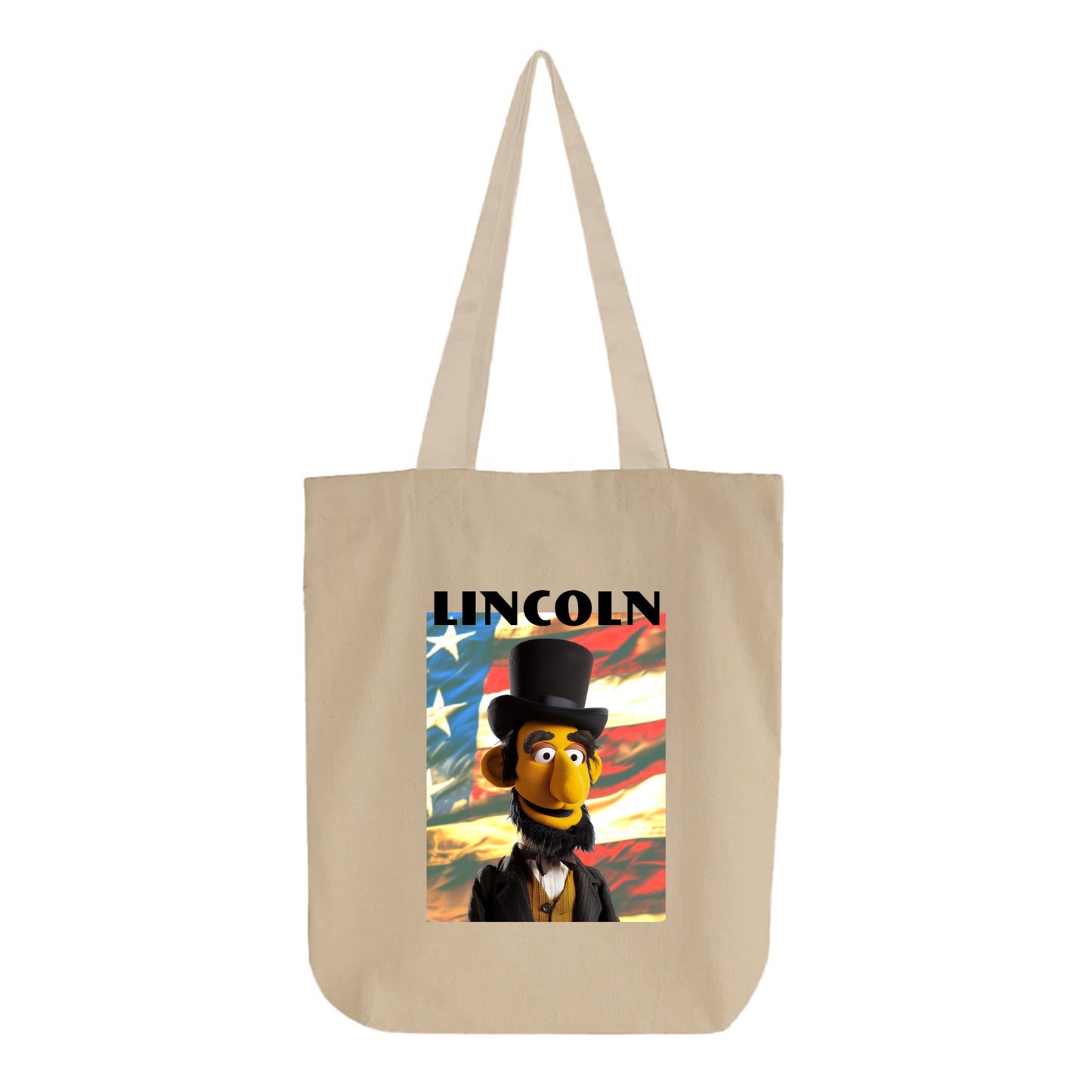 lincoln muppet flag tote bag