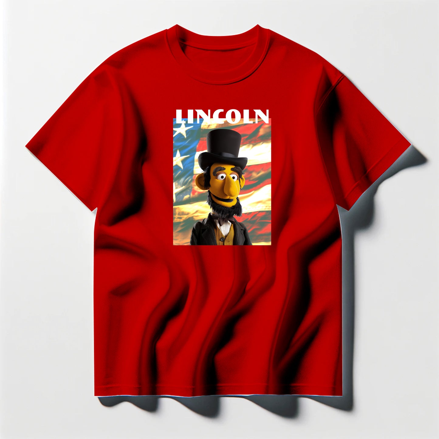 lincoln muppet flag tee shirt