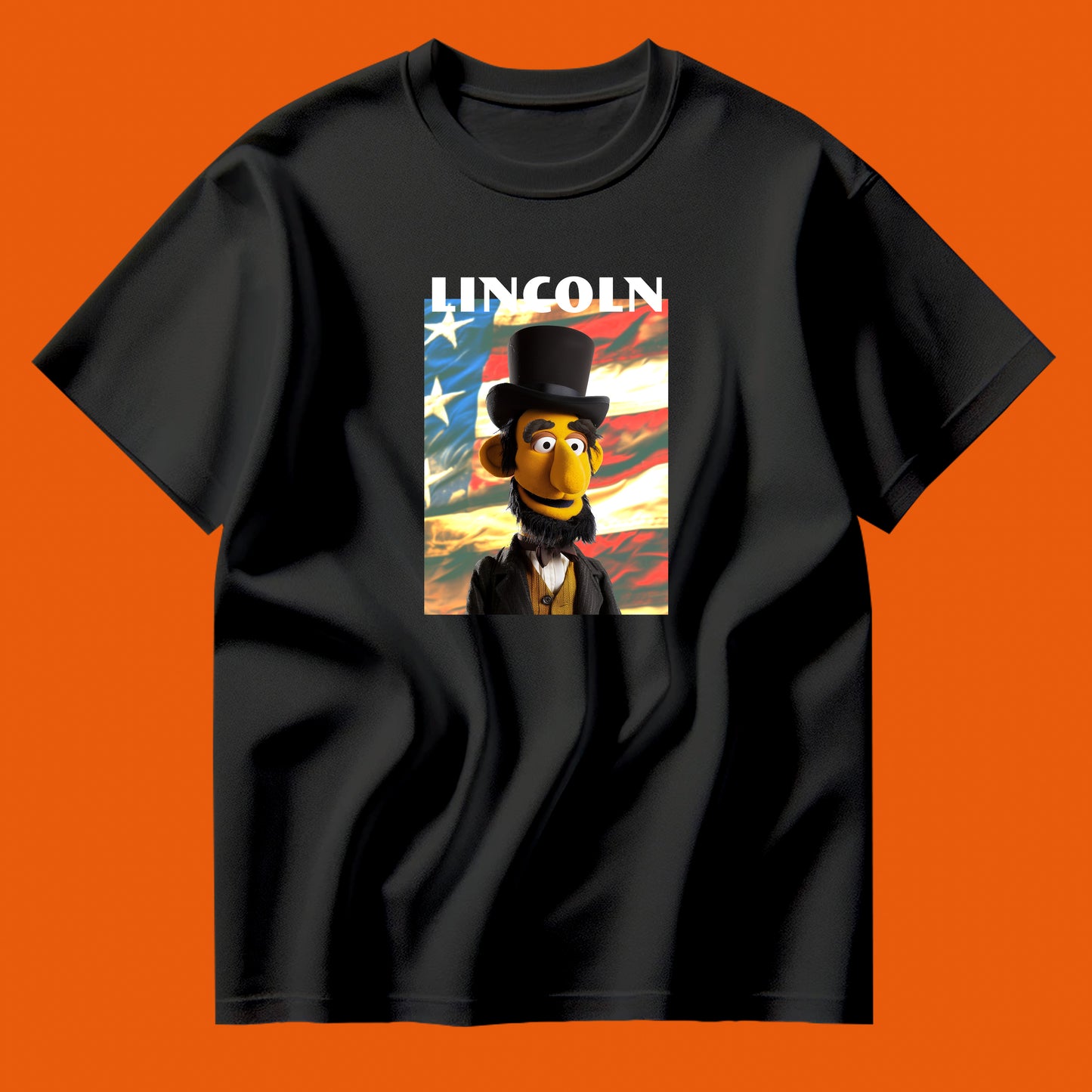 lincoln muppet flag tee shirt