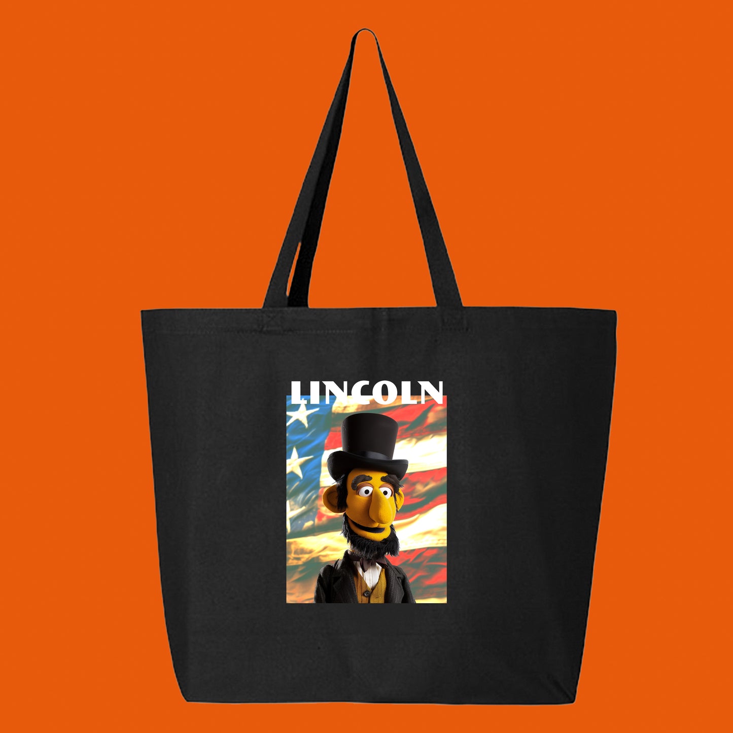 lincoln muppet flag tote bag