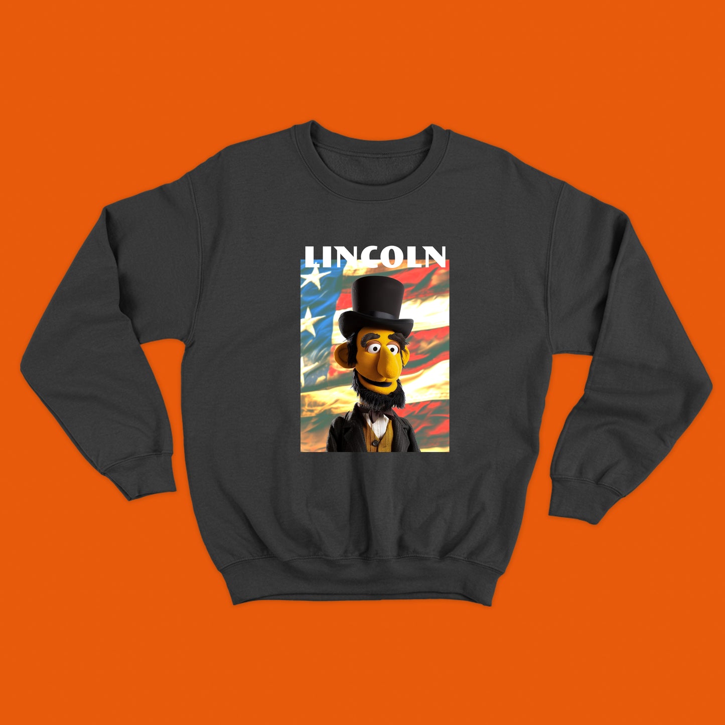 lincoln muppet flag sweatshirt