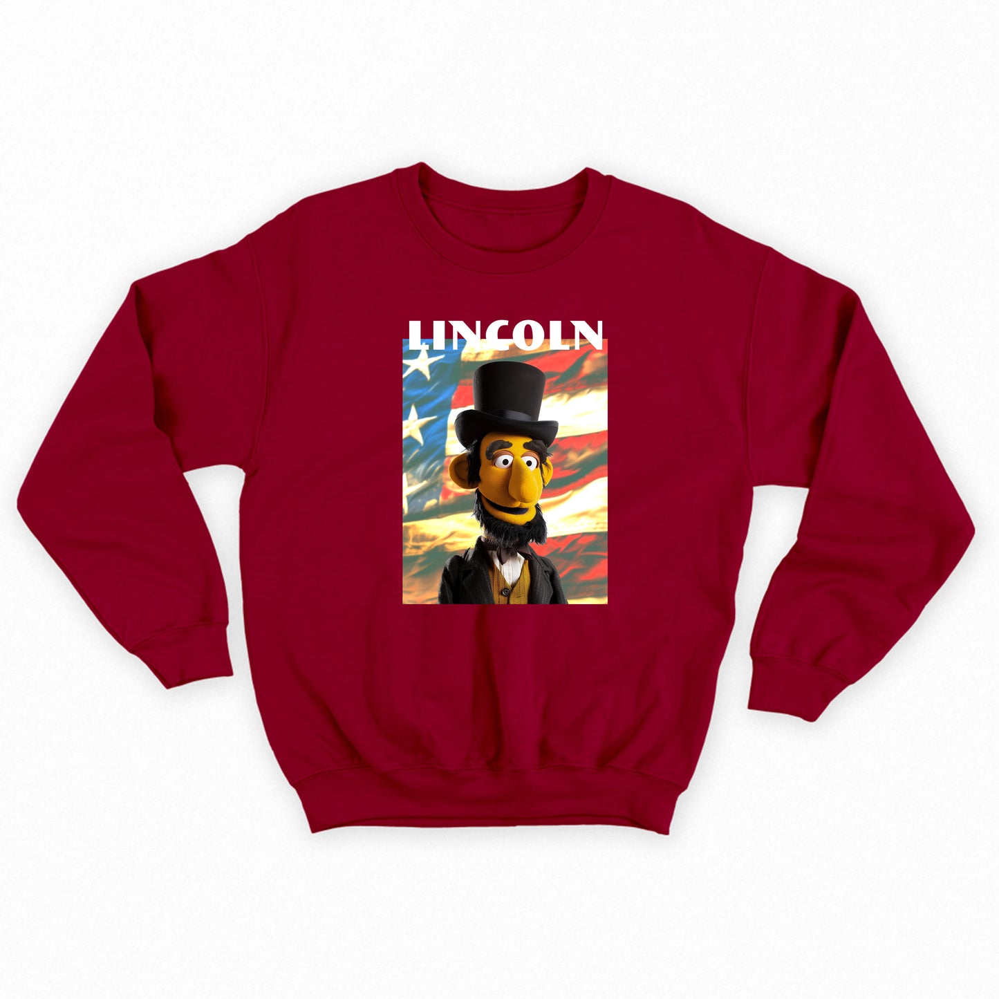 lincoln muppet flag sweatshirt
