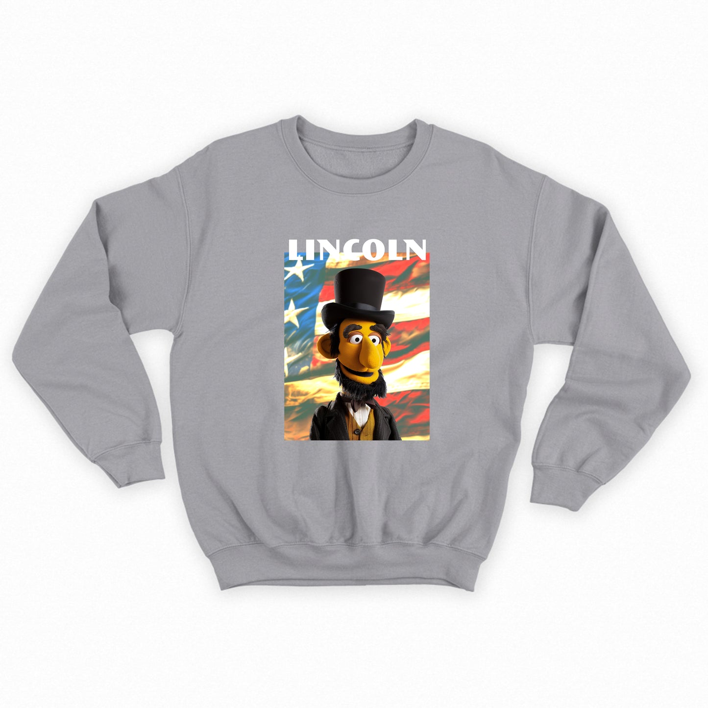 lincoln muppet flag sweatshirt