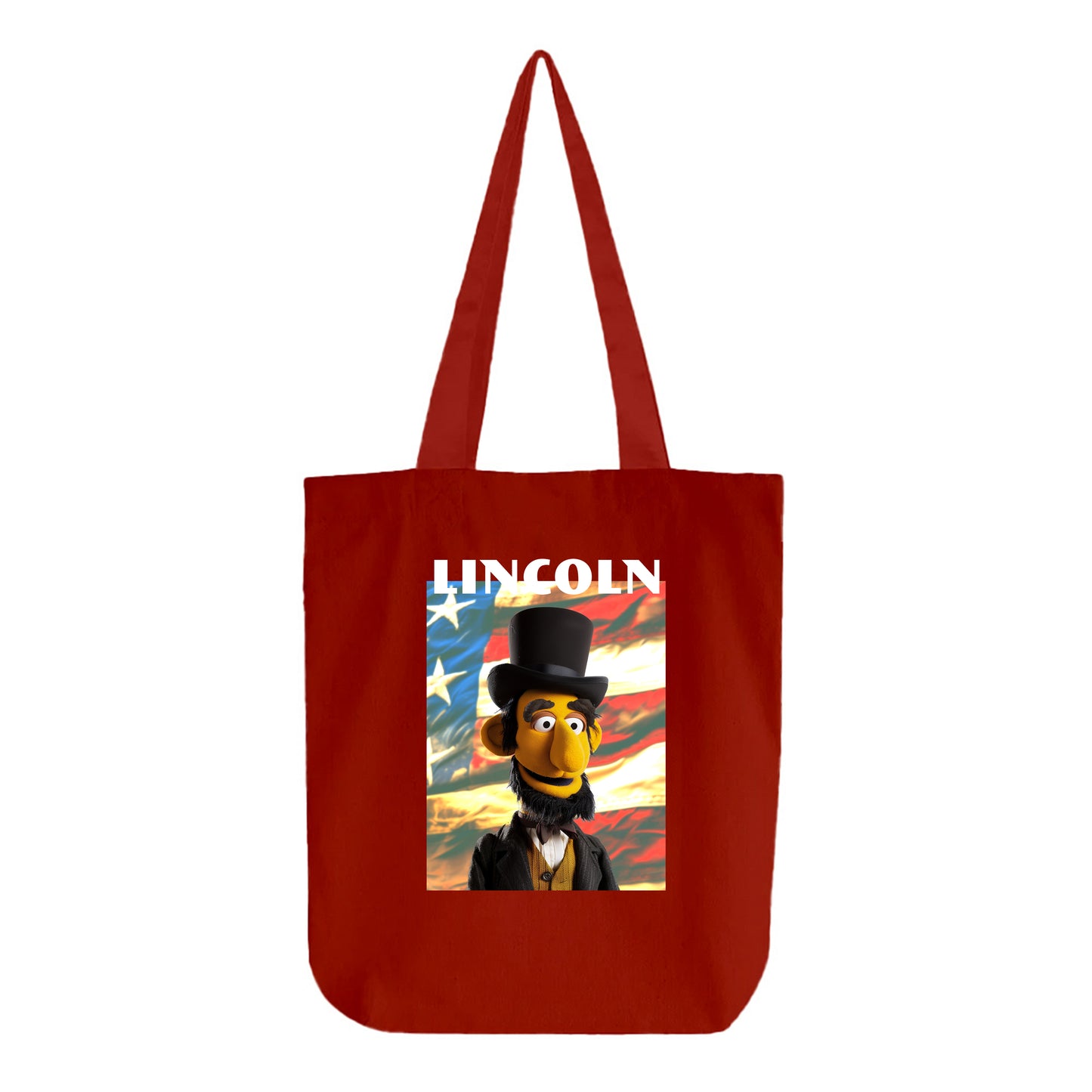 lincoln muppet flag tote bag