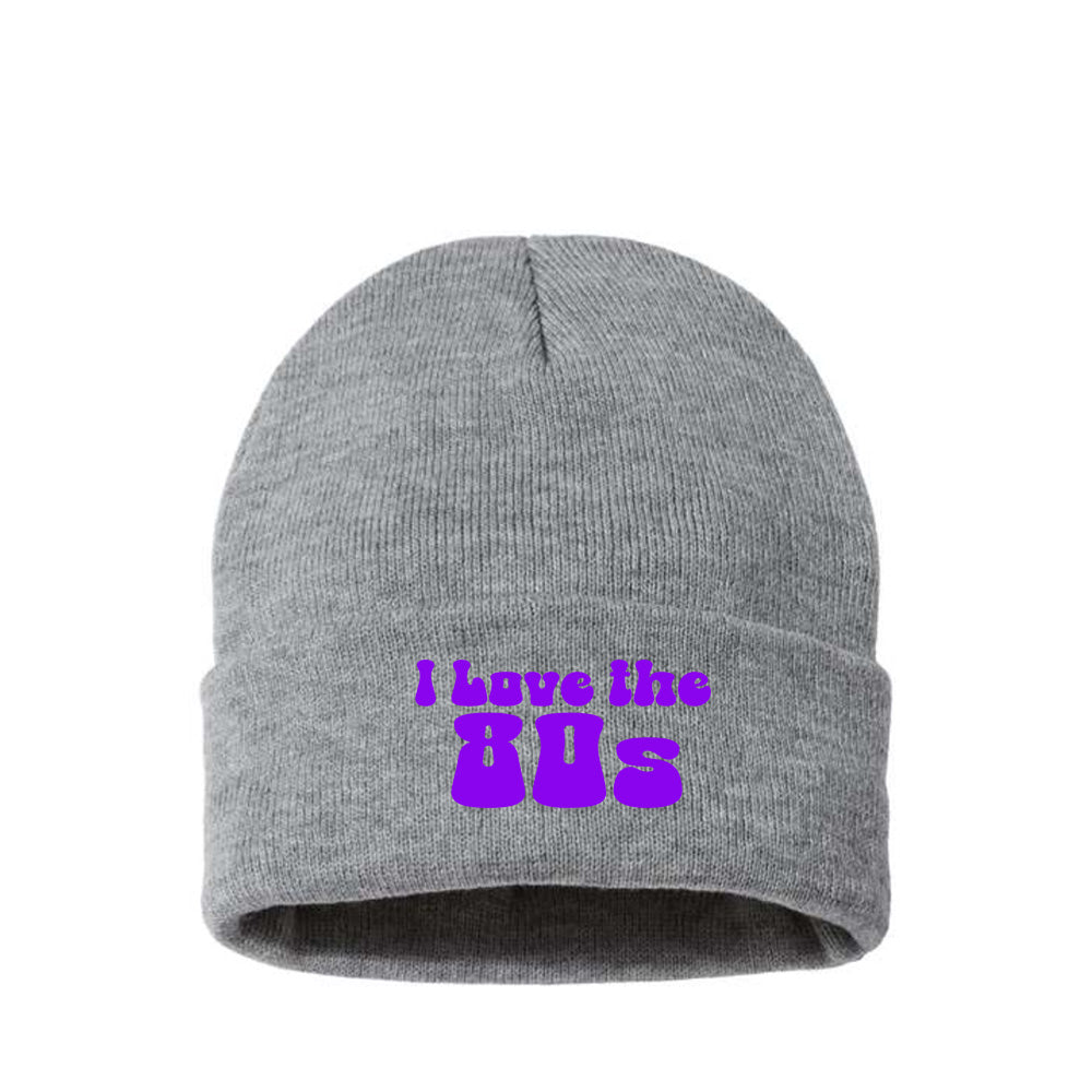 I Love the 80s Purple Beanie Hat