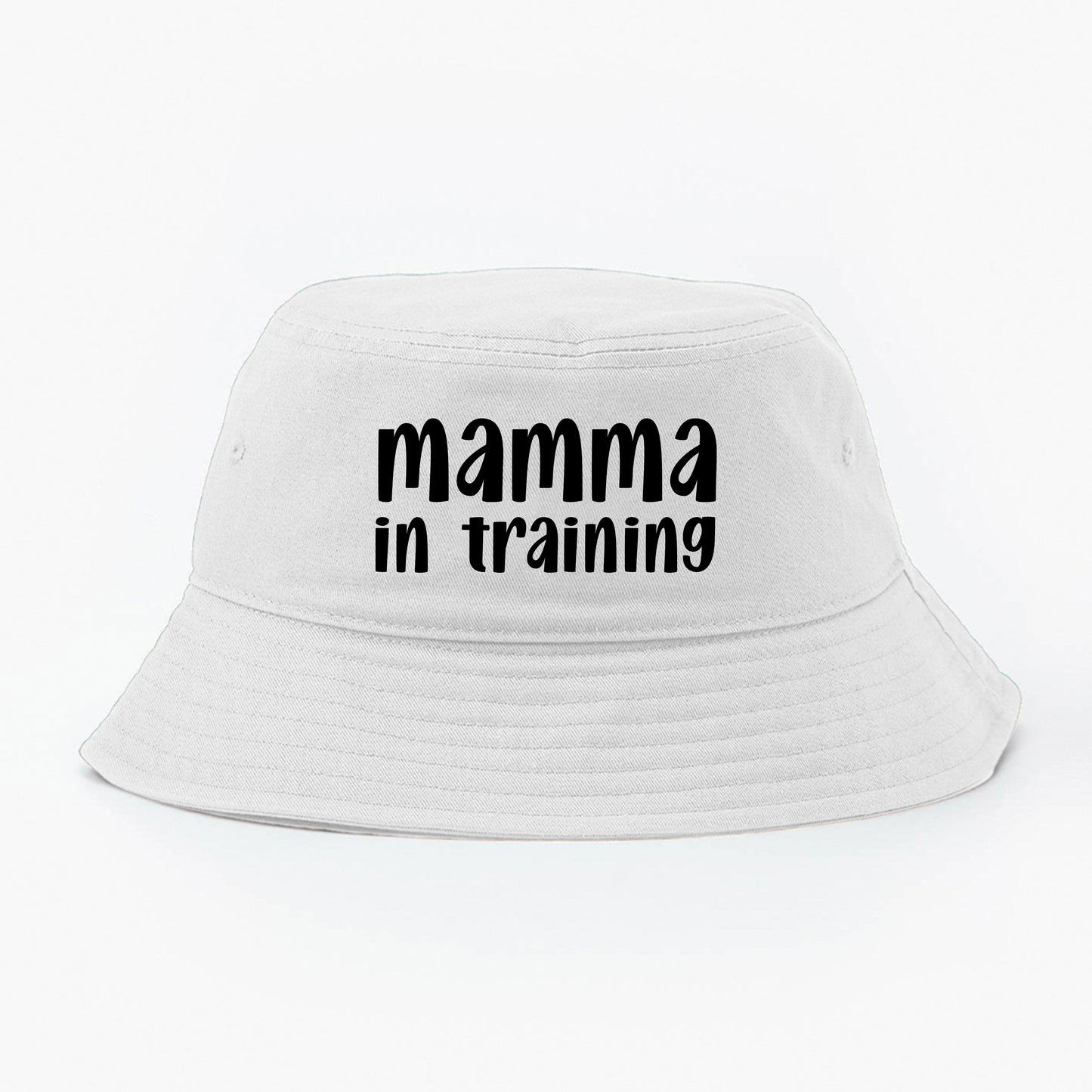mamma in training black bucket hat