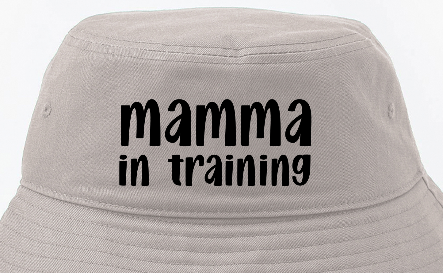 mamma in training black bucket hat