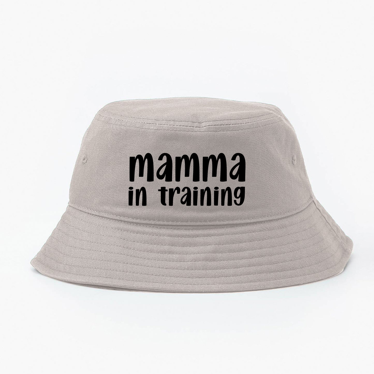 mamma in training black bucket hat