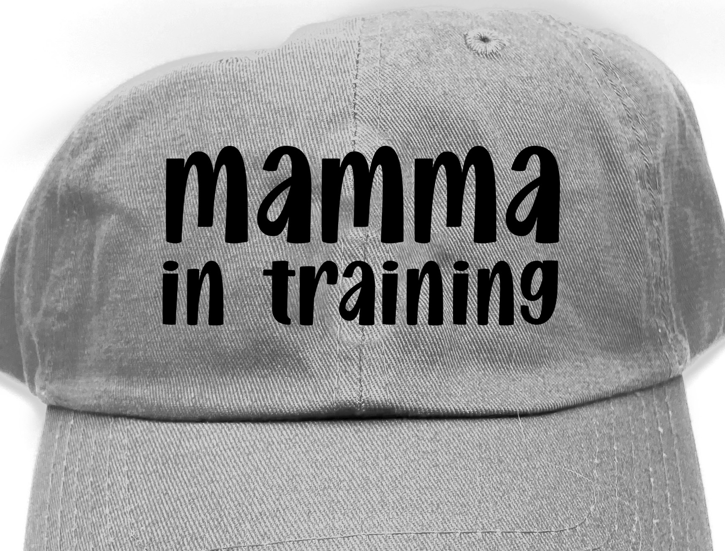 mamma in training black dad hat