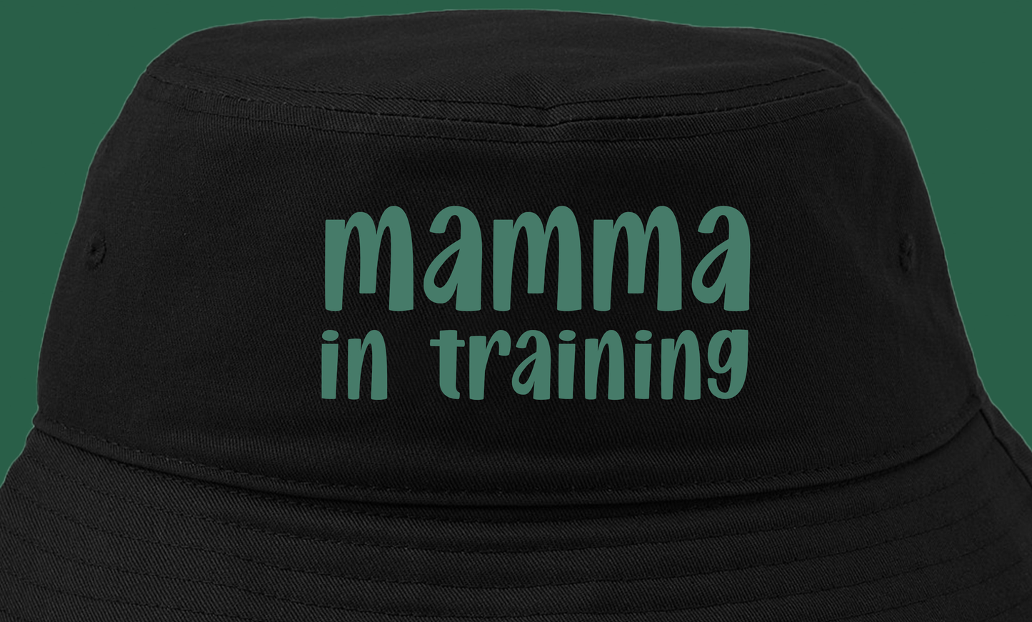 mamma in training green bucket hat