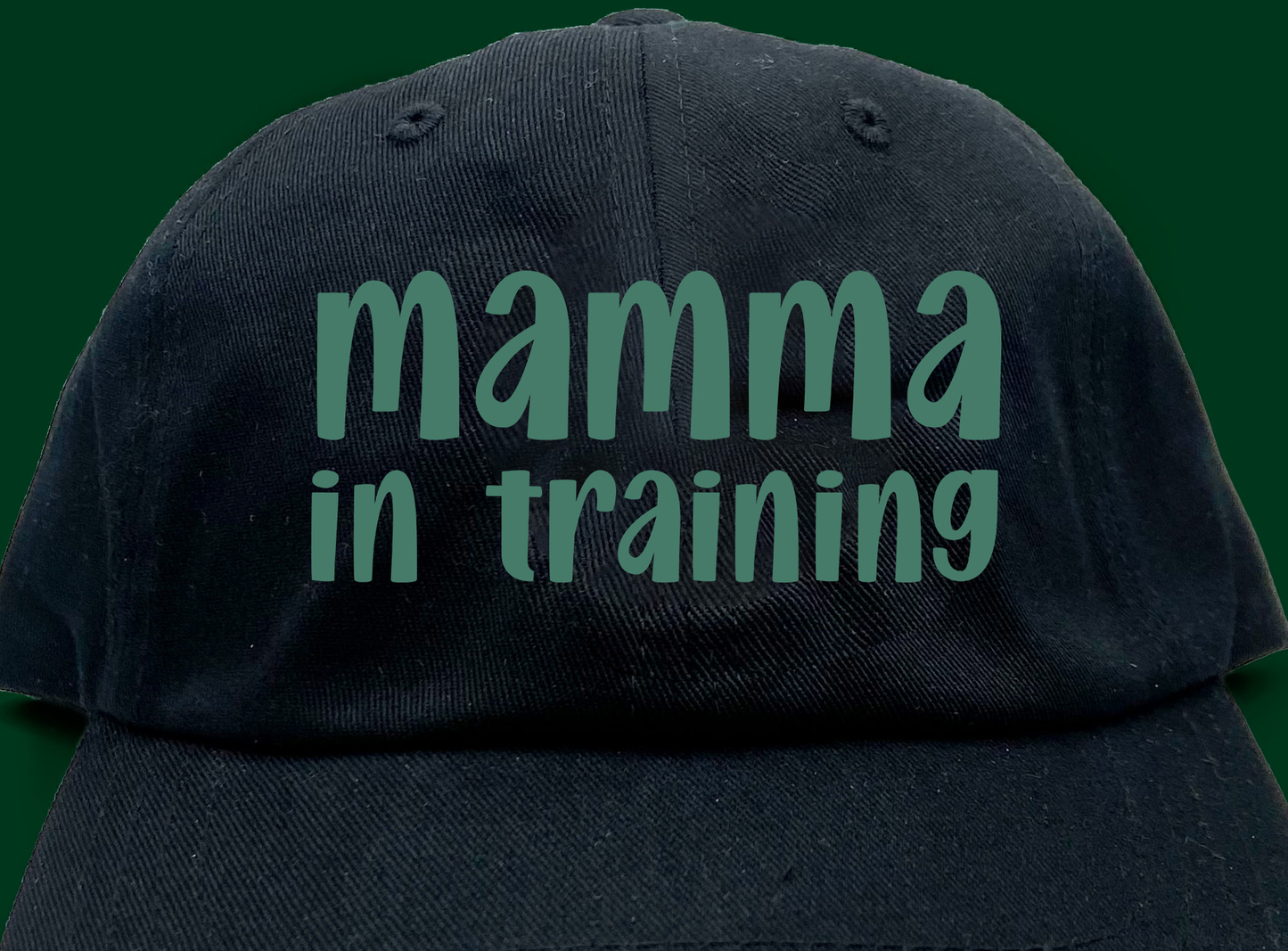 mamma in training green dad hat