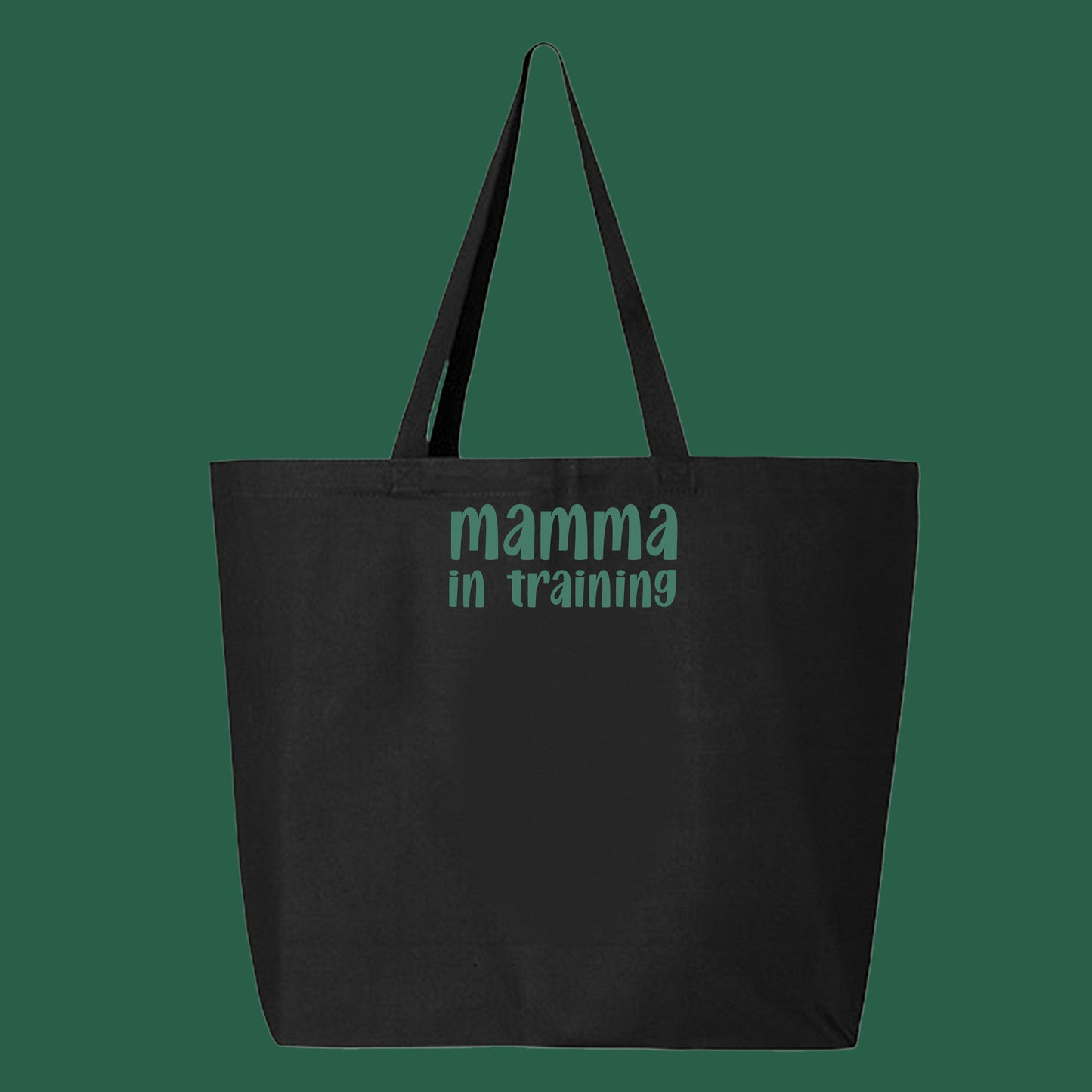 mamma in training green tote bag