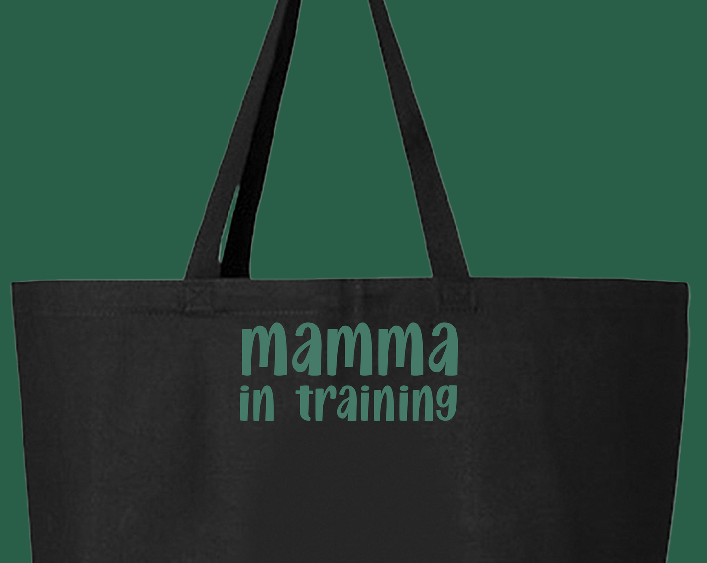 mamma in training green tote bag
