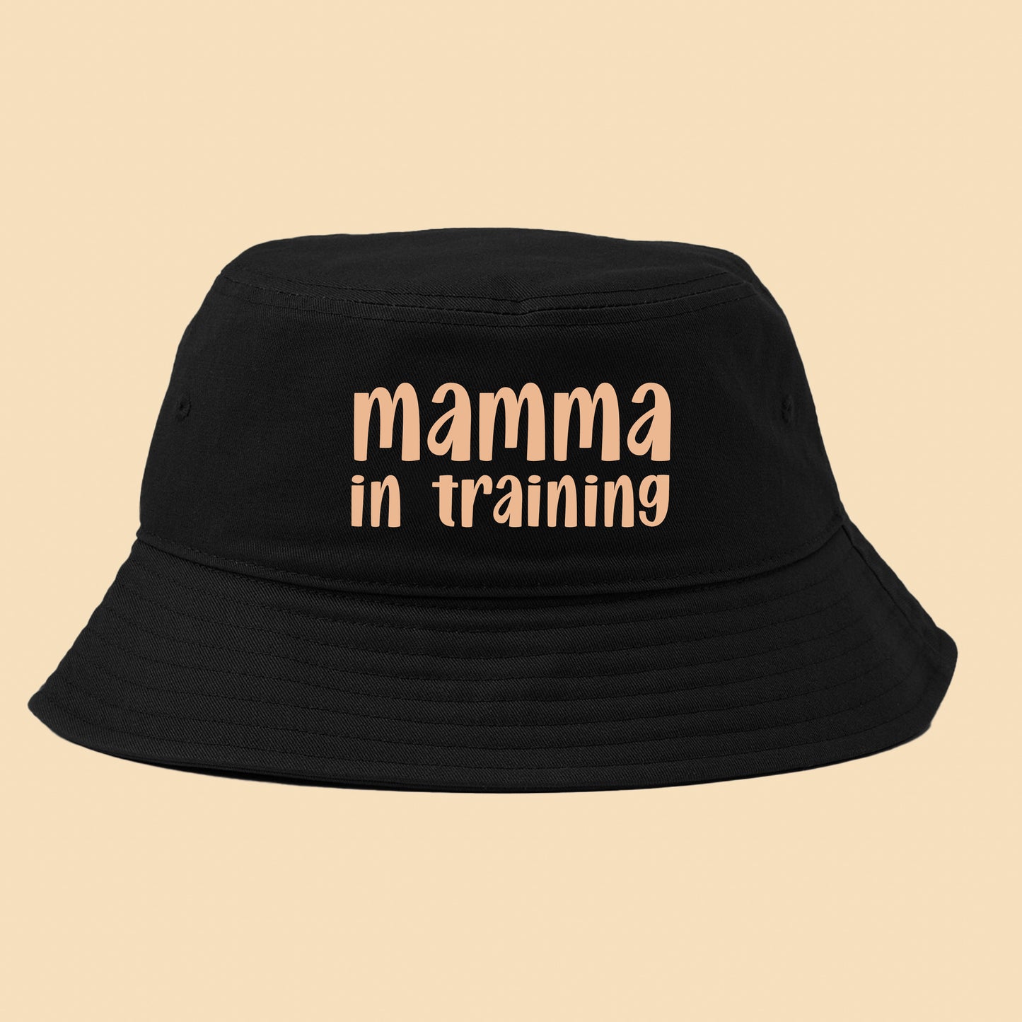 mamma in training light yellow bucket hat