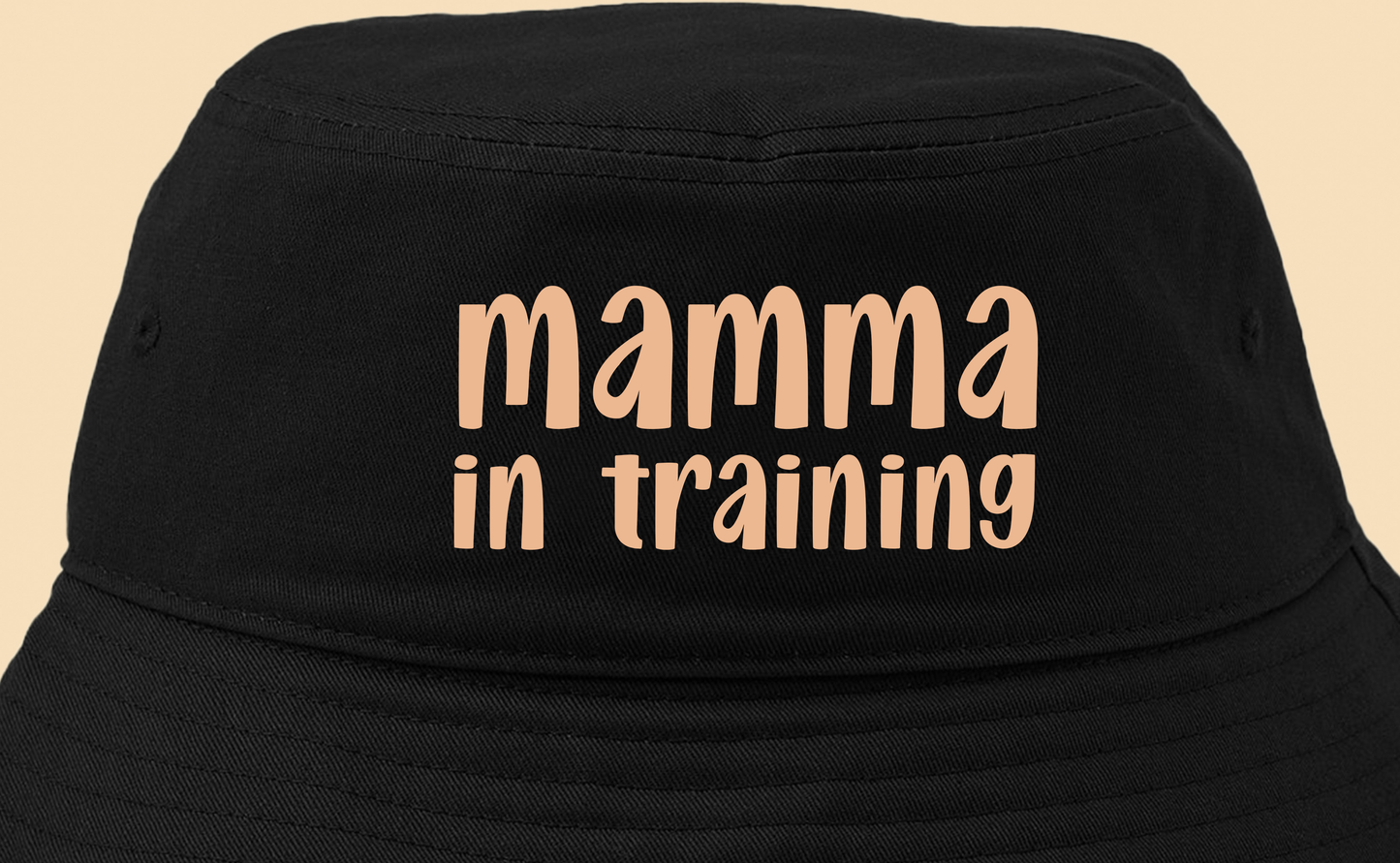 mamma in training light yellow bucket hat