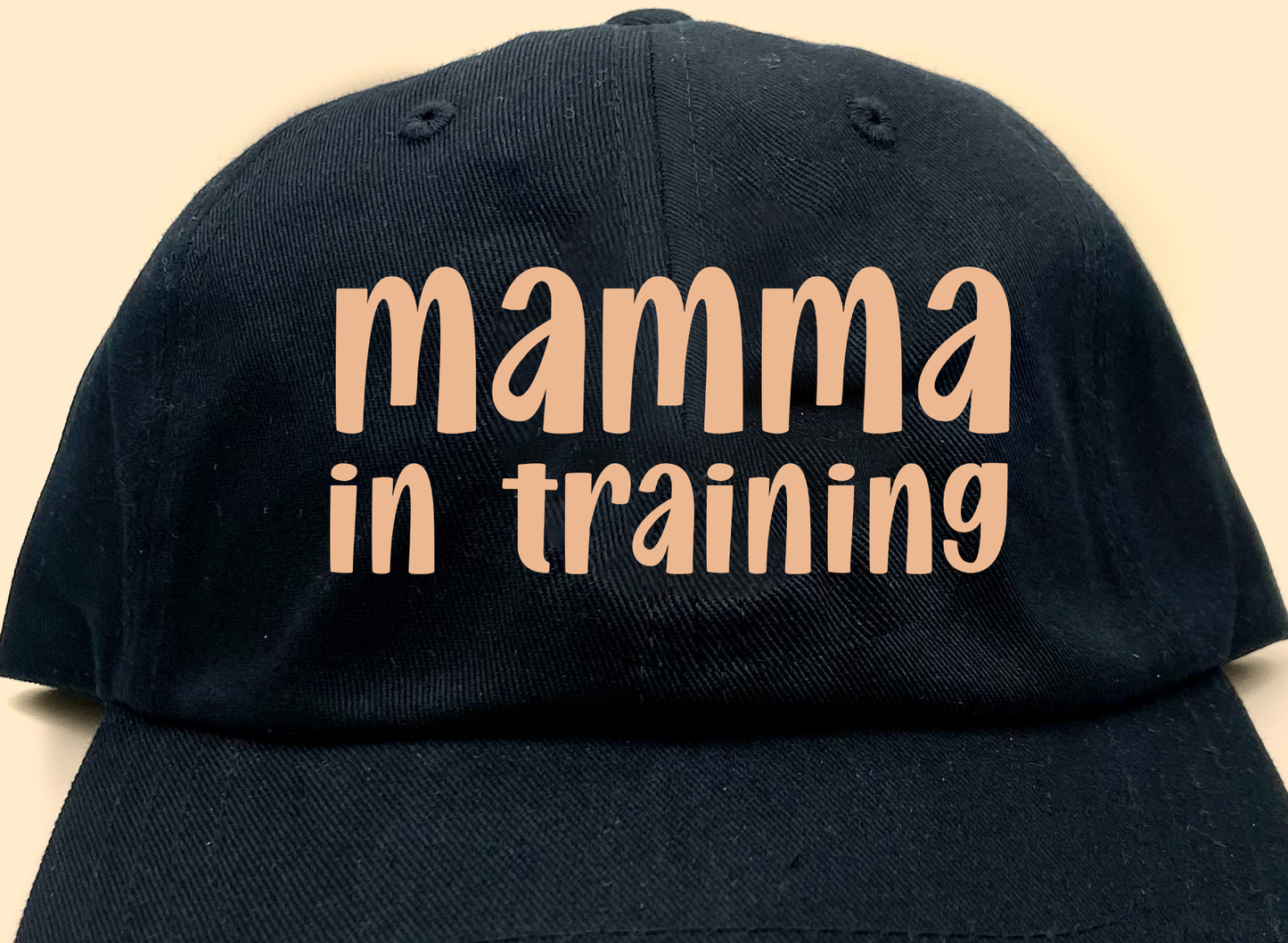 mamma in training light yellow dad hat
