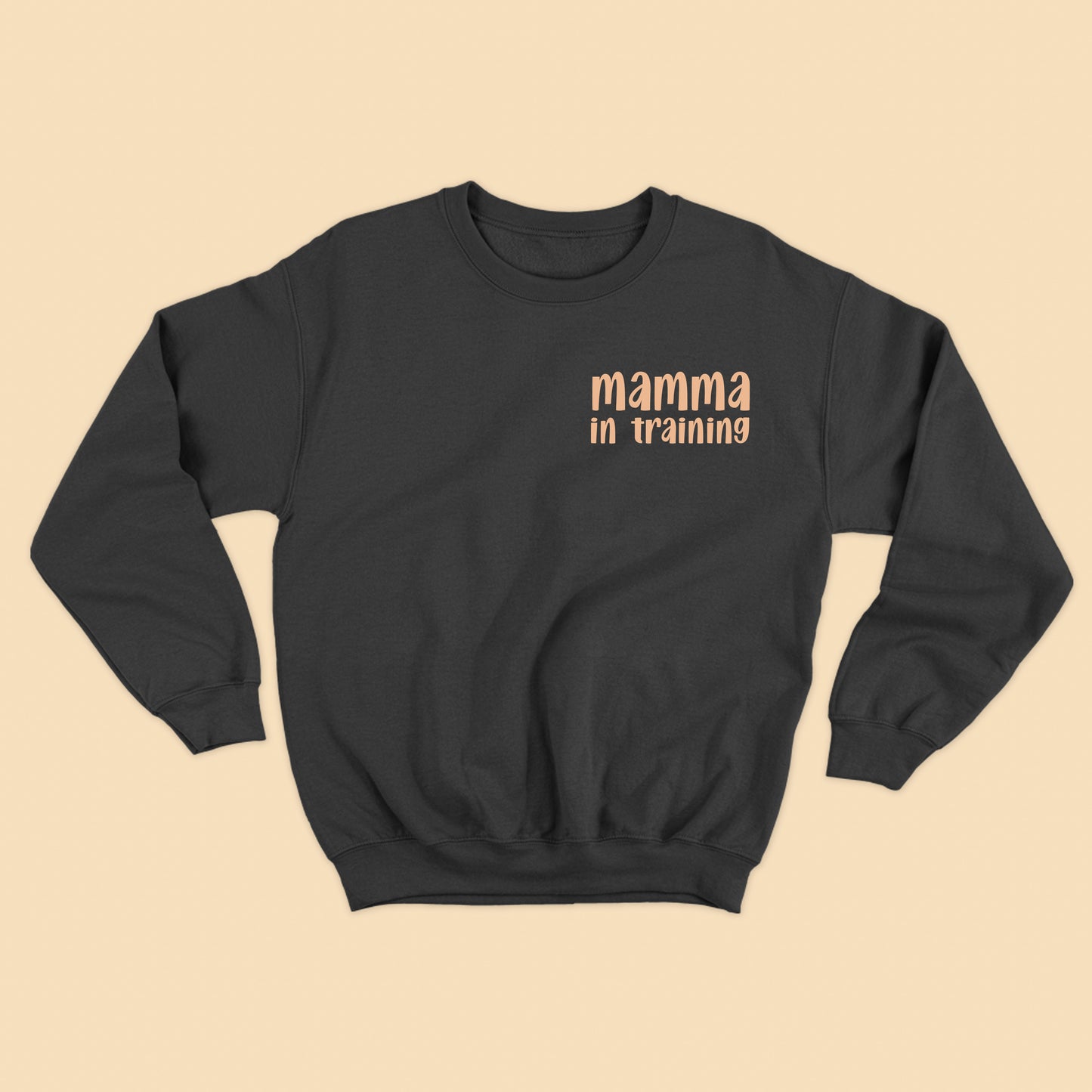 mamma in training light yellow sweatshirt