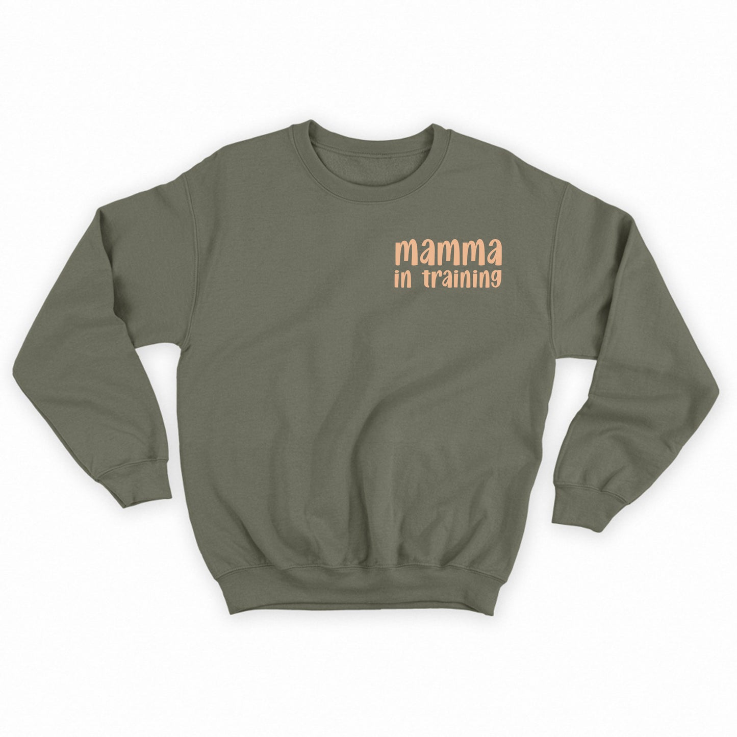 mamma in training light yellow sweatshirt